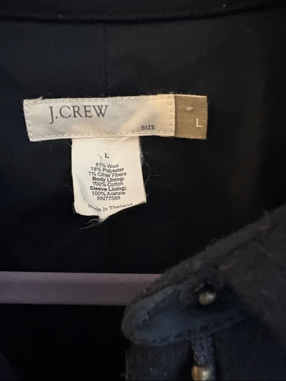 J. Crew Black Wool Zip-Front Pea Coat - Picture 4 of 8